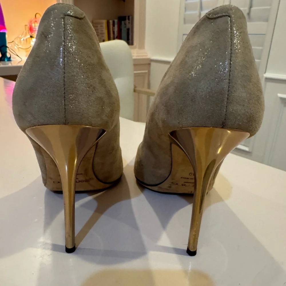 Jimmy Choo gold sparkly heels with toe detail 39 - Picture 5 of 11